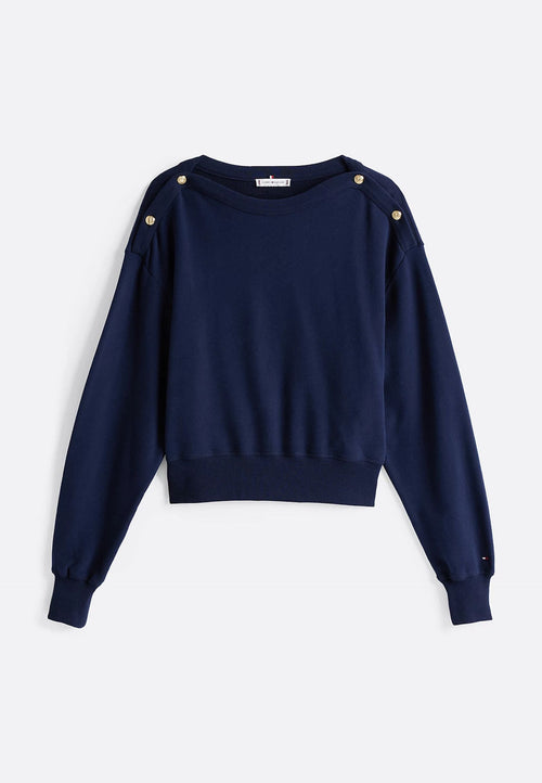 Tommy Hilfiger FELPA GOLD BTN BOAT-NK SWTSHIRT da donna