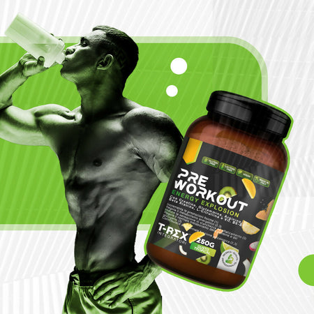T-rex integratori pre workout, energy drink potente con creatina monoidrata, citrullina, taurina, arginina, beta alanina e vitamine - senza caffeina, 250 g (Tropical, 250 g (confezione da 1))