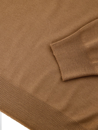 Gran Sasso Maglione Girocollo Marrone in Lana Sottile da uomo