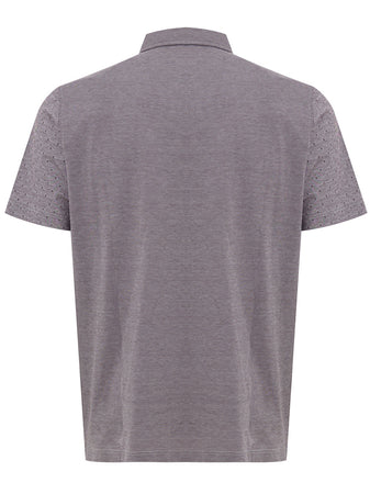 Corneliani Polo Viola a Maniche Corte con Taschino e Logo in Rilievo da uomo