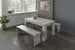 set tavolo + 2 panche da pranzo cucina giardino interno e esterno in legno moderno soggiorno 6 posti grigio cemento 6672253,2,1Y6G