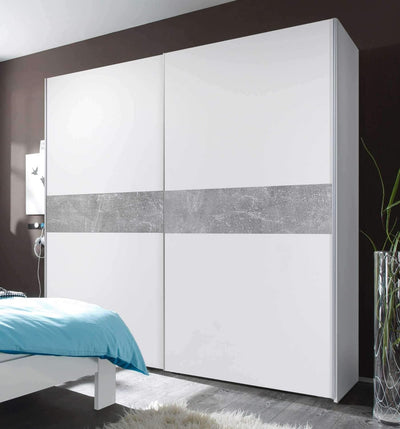 armadio moderno per camera da letto 2 ante scorrevoli in legno bianco grigio 8U82651,127DCV