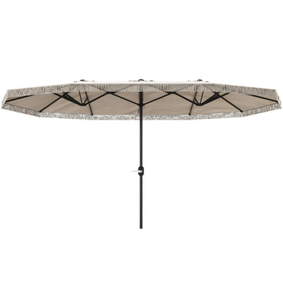 Ombrellone da Giardino Doppio DECHOME 450x265x260 cm, 12 Stecche, Manovella, Poliestere Acciaio, Bianco Crema, Protezione UV30+, Resistente agli Schizzi