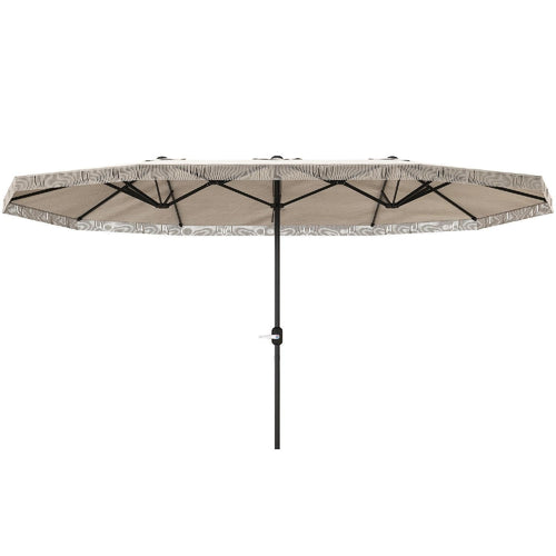 Ombrellone da Giardino Doppio DECHOME 450x265x260 cm, 12 Stecche, Manovella, Poliestere Acciaio, Bianco Crema, Protezione UV30+, Resistente agli Schizzi
