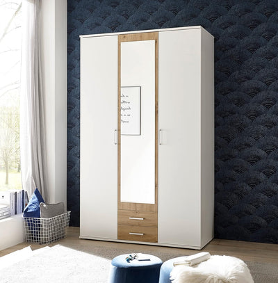 armadio moderno per camera da letto 3 ante battenti in legno bianco marrone chiaro cameretta FGH2651,225,15F8