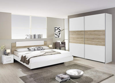 armadio moderno per camera da letto 2 ante scorrevoli in legno bianco marrone chiaro 78K2666,154SE4