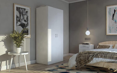 armadio moderno per camera da letto 2 ante battenti in legno bianco cameretta T2651,5S