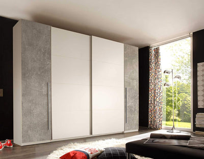 armadio moderno per camera da letto 3 4 ante scorrevoli in legno grande bianco e grigio cemento 8882651,53,00Y5
