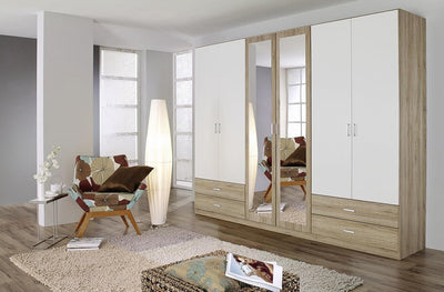 armadio moderno per camera da letto 6 ante 4 cassetti in legno specchio SCX2666,111,0GVV