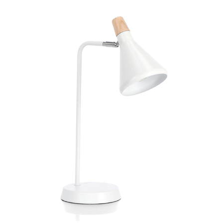Lampada tavolo brill  bianco in acciaio verniciato a polvere di legno di pino h 46 cm