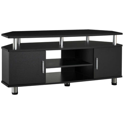 Mobile Porta TV Classico Soggiorno HOMCOM con 2 Ripiani, 2 Armadietti MDF Acciaio Inox Nero 120x39.5x52cm