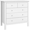 Cassettiera Bianca in Legno HOMCOM con 5 Cassetti (2 Piccoli e 3 Grandi) 79x39.5x80.5 cm, Mobiletto Multiuso per Camera da Letto o Soggiorno