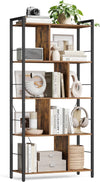 Libreria Industriale Vintage VASAGLE 5 Ripiani 74x30x150cm Scaffale Robusto Marrone e Nero