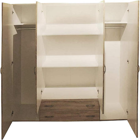 armadio per camera da letto o ingresso appendiabiti guardaroba 4 ante bianco cassetti legno T2651,13S