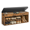 Scarpiera Panca da Ingresso VASAGLE Marrone Vintage con Cuscino Imbottito, 3 Scomparti, Portata 136 kg, in Truciolato e PU