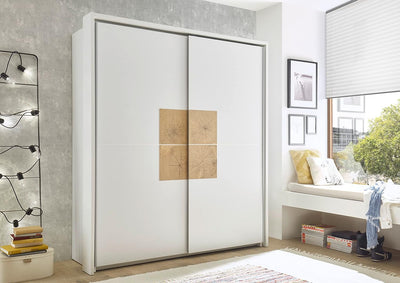 armadio moderno per camera da letto 2 ante scorrevoli in legno bianco design 54R2651,206,0SDD