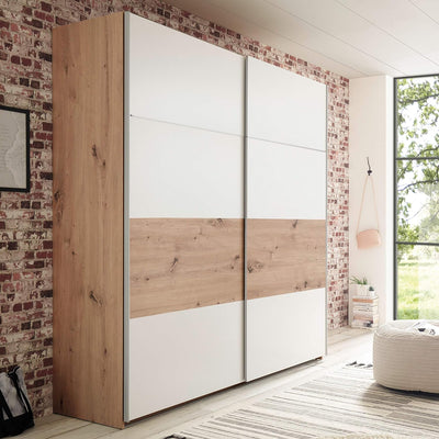 armadio moderno per camera da letto 2 ante scorrevoli in legno bianco marrone chiaro 7HBV5BV