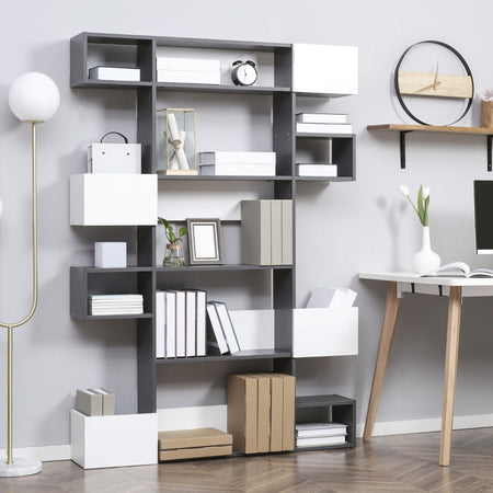 libreria mobile scaffale libri libreria da parete muro grande soggiorno salotto ingresso camera ufficio studio in legno design bianco nero 7G6836-539S5G