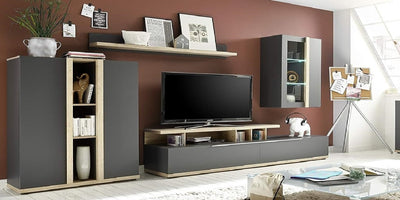 parete attrezzata tv da soggiorno cucina per salotto moderna mobili tv grigio + led T2302,108S