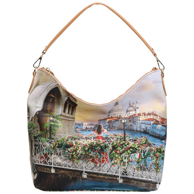 YNot borsa hobo bag stampa Flowers canal YES618S4