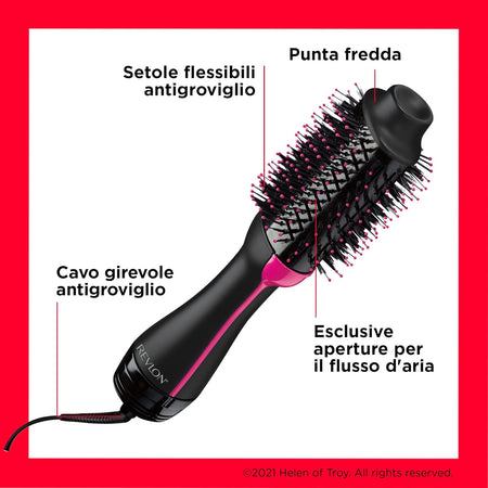 Revlon Spazzola One-Step Asciugacapelli e Volumizzante Nero/Rosa RVDR5222E