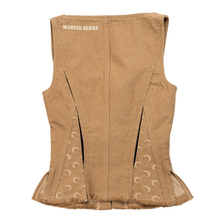 MARINE SERRE Moon Jacquard Twill Corset Top in Beige da donna
