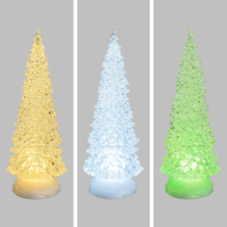 Albero natale luminoso glitter led natalizio con batteria per decorazioni natalizie h 27 cm