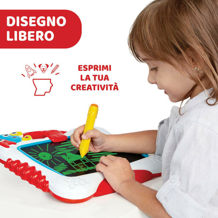 CHICCO Lavagna Leggi & Scrivi - Lavagna Cancellabile Bambini con Schermo LCD e Set di Carte, Esercizi di Pre-Scrittura e Disegno Libero, Ispirato al Metodo Montessori, Percorso educativo pregrafismo - Giochi Educativi