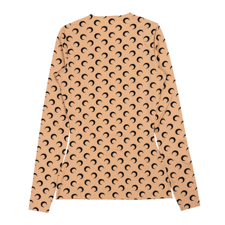 MARINE SERRE Recycled Moon Jersey Crewneck in Tan da donna