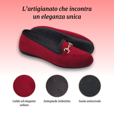 Le Parigine Eleganti Ballerine Donna da Casa, Friulane in Velluto Invernali, Ciabatte Basse e Chiuse, Produzione Artigianale