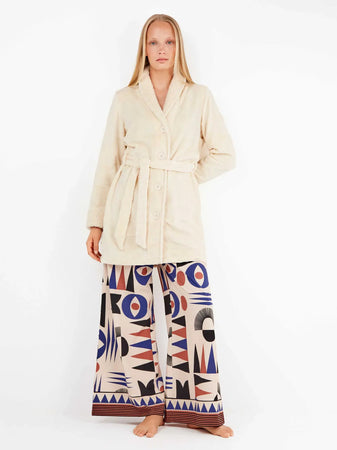 Vestaglia Donna Gisela 2/20315U – Tessuto Felpato con Bottoni e Cintura