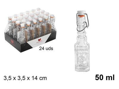 Set 24 pezzi bottiglie bottigline vetro con tappo ermetico 50ml liquori