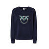 Pinko felpe senza cappuccio donna pinko - nelly maglia felpa logo birds - blu da donna