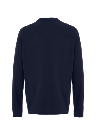 JIL SANDER T-Shirt Blu Maniche Lunghe con Logo Ricamo Jil Sander da uomo