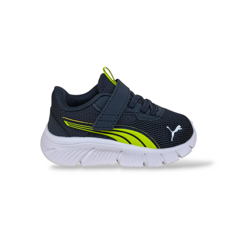 Puma FlexFocus Sneakers Bambino Grigio Giallo – Leggere con Velcro | Taglie 20-35