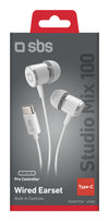 Cuffie In-Ear USB-C con Microfono SBS Studio Mix 100 - Bianco