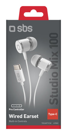 Cuffie In-Ear USB-C con Microfono SBS Studio Mix 100 - Bianco