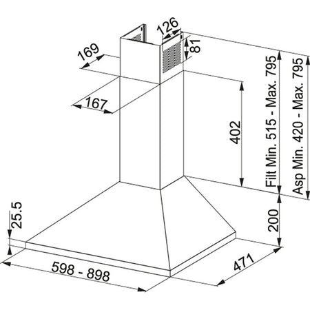 Franke Joy FJO 924 Cappa Aspirante a Parete 90cm Acciaio Inox