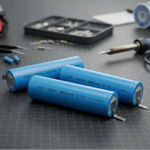 3 Batterie 18650 Litio 4800mAh 3,7V Ricaricabile Paglietta Linguette Pacco