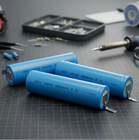 3 Batterie 18650 Litio 4800mAh 3,7V Ricaricabile Paglietta Linguette Pacco