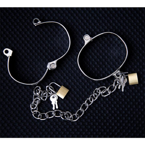 Cavigliere in metallo Fetish addict con lucchetti catena donna 8 x 7 cm argento