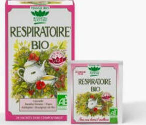 1 scatola di 20 bustine di infusi biologici Respiratore Un alleato invernale con Timo, Cannella, Menta e Gemme di Pino