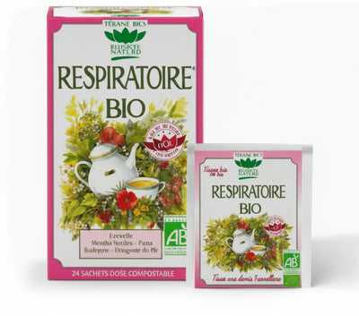 1 scatola di 20 bustine di infusi biologici Respiratore Un alleato invernale con Timo, Cannella, Menta e Gemme di Pino