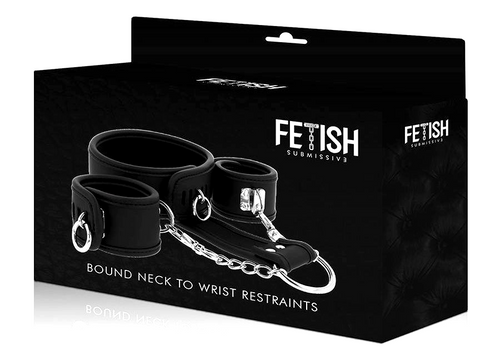 Fetish Submissive Collare con manette polsi collegate (posizione controllata