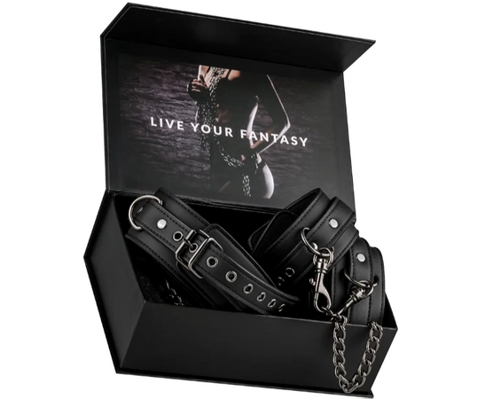 Premium set collare + manette per caviglie catena 80 cm per bondage fetish BDSM