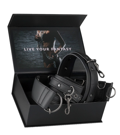 EasyToys Fetish Collection bondage collare blocco polsi e collo cinghia D-rings