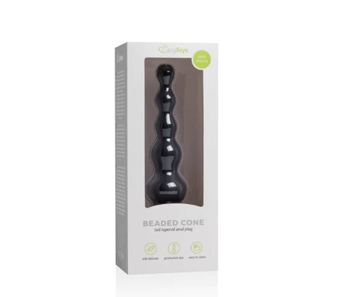 Plug anale Progressivo Large 16 , 5 cm conico nero silicone giochi ano