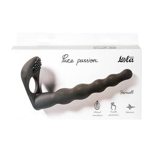 Strap-on con anello e Vibrazione Lola 17 cm nero stimolante anale vaginale