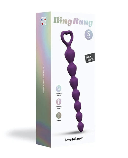 Stimolatore anale Progressivo viola 15 cm a cuori perle anali silicone anello