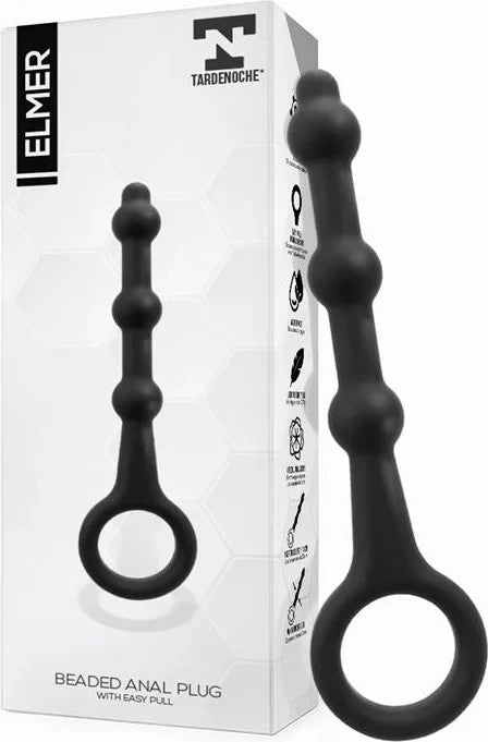 Stimolatore perle anali nero loop estrazione flessibile 13 cm silicone